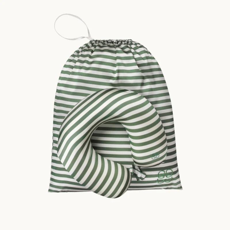 Striped Neck Pillow Green & White - Image 3